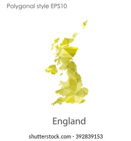 England map in geometric polygonal style.Abstract gems triangle,modern design background.