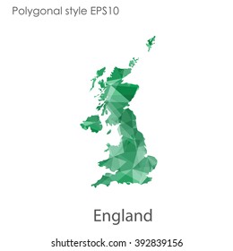 England map in geometric polygonal style.Abstract gems triangle,modern design background.