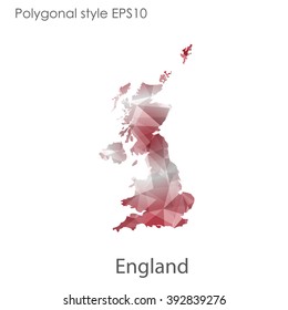 England map in geometric polygonal style.Abstract gems triangle,modern design background.