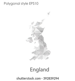 England map in geometric polygonal style.Abstract gems triangle,modern design background.