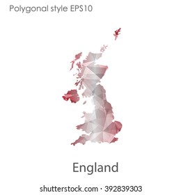 England map in geometric polygonal style.Abstract gems triangle,modern design background.
