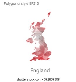 England map in geometric polygonal style.Abstract gems triangle,modern design background.