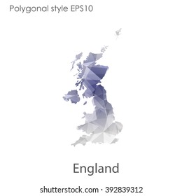 England map in geometric polygonal style.Abstract gems triangle,modern design background.
