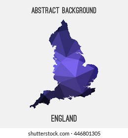 England map in geometric polygonal,mosaic style.Abstract tessellation,modern design background. Vector illustration EPS8