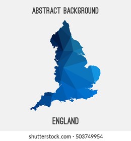 England map in geometric polygonal,mosaic style.Abstract tessellation,modern design background,low poly. Vector illustration.