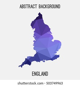 England map in geometric polygonal,mosaic style.Abstract tessellation,modern design background,low poly. Vector illustration.