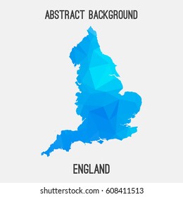 England map in geometric polygonal,mosaic style.Abstract tessellation,modern design background,low poly. Vector illustration.