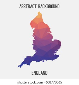 England map in geometric polygonal,mosaic style.Abstract tessellation,modern design background,low poly. Vector illustration.