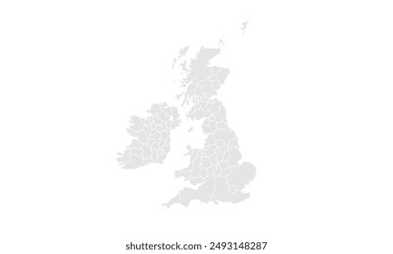 England map with Grayscale,isolated on white background for website layouts,background,education, precise,customizable,Travel worldwide,map silhouette backdrop,earth geography, political.