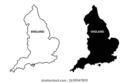 England map icon vector isolated on white background. Silhouette of England map symbol,  geography, political boundary. Vector illustration.