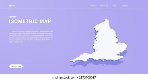 England map of isometric purple vector illustration. Web banner layout template.