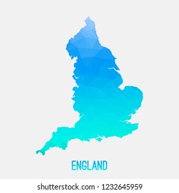 England map low poly geometric polygonal,mosaic style,abstract tessellation,modern design background. Geometric cover, mockup. Vector illustration EPS10.
