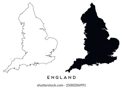 England map outline and black silhouette vector