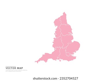 Mapa de Inglaterra - Estilo abstracto rosado aislado en fondo blanco para infografía, vector de diseño.