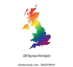 England map with rainbow colors. Concept of equal rights for homosexuals. editable vector
