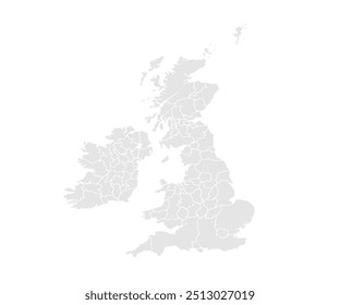 Mapa de Inglaterra en tonos grises. Alto detalle mapa político. Ilustración vectorial.