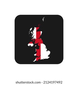 England map silhouette with flag on black background
