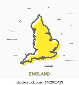 England map in thin line style with small geometric figures. Vector illustration modern concept