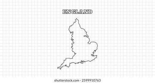 England map travel with outline simple drawing version Illustration