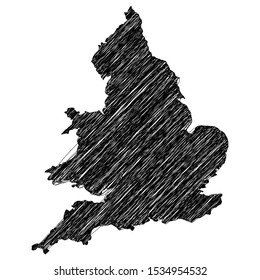 England map vector outline. Black silhouette isolated on white background