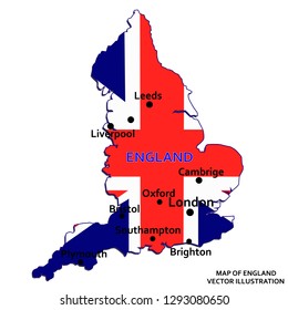 England map vector. Silhouette isolated on white background
