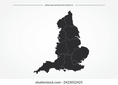 England Map - World Map International vector template with High detailed with black and white outline color isolated on white background - Vector illustration eps 10