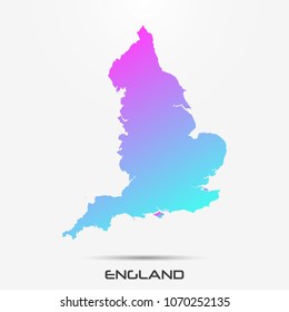 England map,border with pink and turquoise gradient. Vector illustration