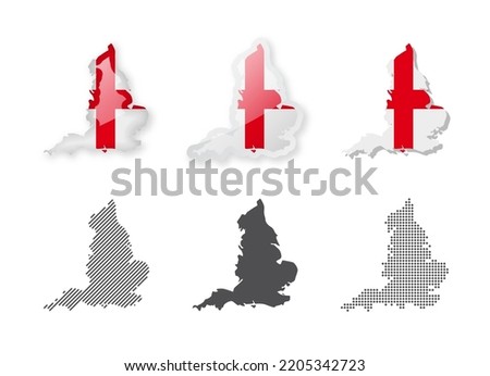 England - Maps Collection. Six maps of different designs. Set of vector illustrations