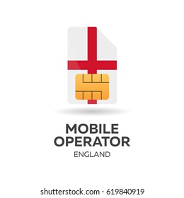 England mobile operator. SIM card with flag. Vector illustration