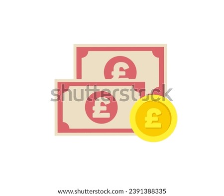 England money paper notes pound and british coin. Cash money. Finance icon. Financial infographic elements and symbols for web design vector design and illustration.