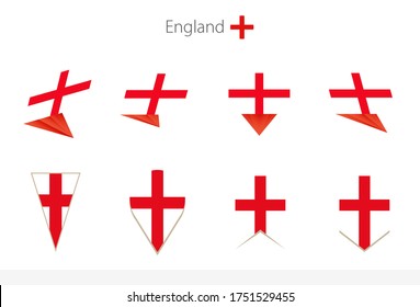 England national flag collection, eight versions of England vector flags. Vector illustration.