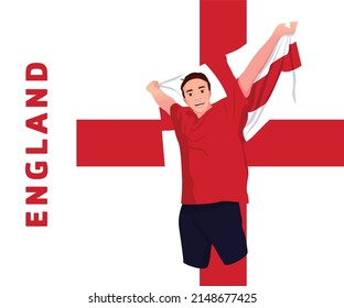 England national flag colors. England flag. Football fan.