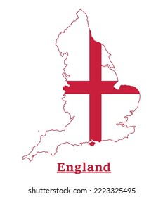 England National Flag Map Design, Illustration Of England Country Flag Inside The Map