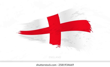 England National Flag with Textured Brush Strokes. Artistic Brush Stroke Design.