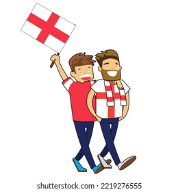 England national football fan illustration holding flag and scarf