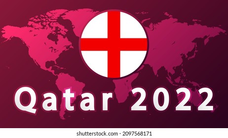 England national football team .2022 football competition vector design. Not official logo qatar 2022. .Football Tournament, Football Cup, Background Design Template, Vector Illustration, 2022