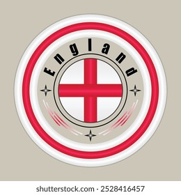 Arte vectorial de la insignia del orgullo nacional de Inglaterra. emblema circular con Colores de la bandera inglesa blanco y rojo. Simbolizando la identidad nacional británica. EPS de Vector editable disponible