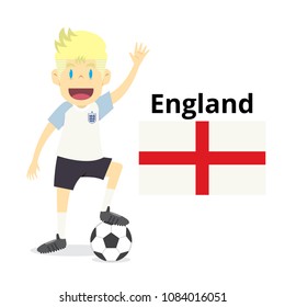 England  national team cartoon,football World,country flags. 2018 soccer world,isolated on white background. illustration vector