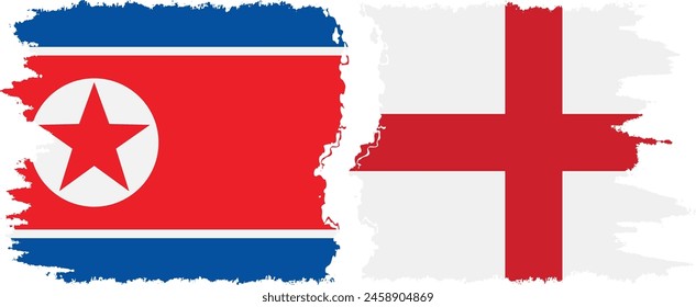 England and North Korea grunge flags connection, vector