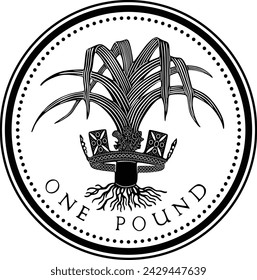 England One Pound Coin vector design. Handmade silhouette.