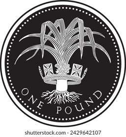 England One Pound Coin vector design. Handmade silhouette.