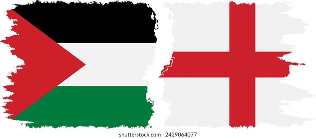 England and Palestine grunge flags connection, vector
