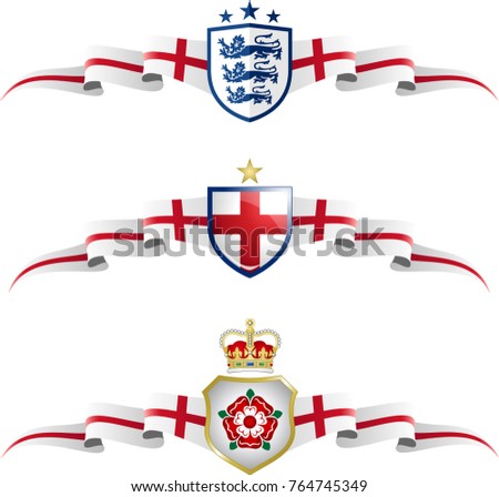 England Patriotic Banner Set. Vector graphic banners and shields representing England