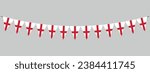 England pennants, hanging bunting, panoramic vector illustration