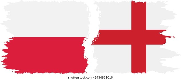 England and Poland grunge flags connection, vector