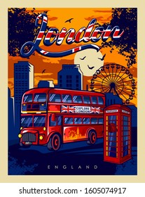 England Poster. London tour poster vector design