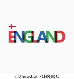 England RGB colorful typography with its national flag. European country rainbow text decoration. England logotype.