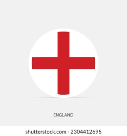 England round flag icon with shadow.