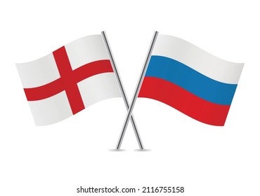 England and Russia flags. English and Russian flags, isolated on white background. Vector icon set. Vector illustration. 