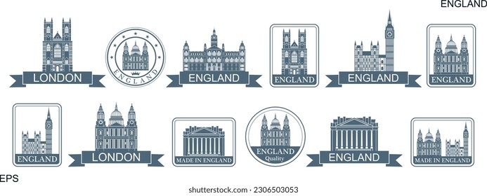 England set. Isolated England on white background